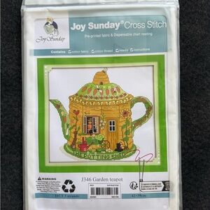 The "Garden Teapot" Counted Cross Stitch Kit by Joy Sunday N